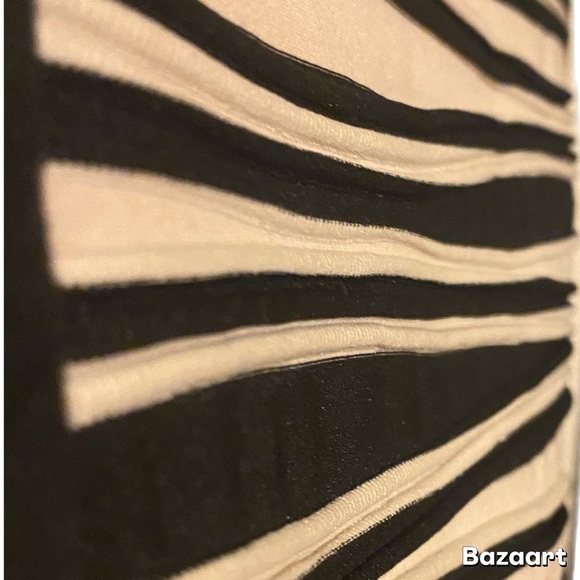 Y2K 90s Sheath Dress Black Tan Textured Ribbed Print Classy Career Evenings Out - Picture 3 of 6